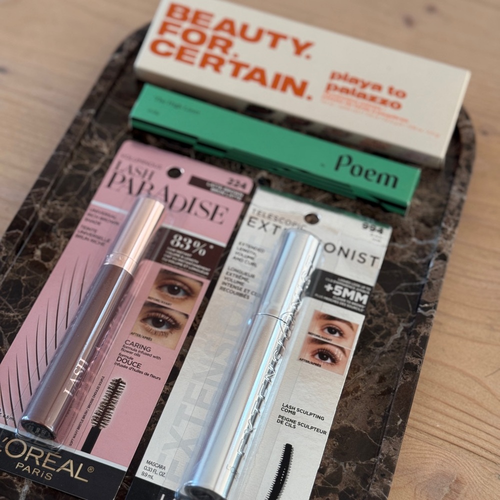 L'Oreal Lash Paradise and Telescopic Extensionist Mascara, eyeshadow palette